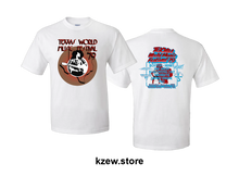 Load image into Gallery viewer, KZEW 1979 TEXXAS JAM short sleeve T-shirt in white, front and back view, featuring Texas-themed graphics and casual style.