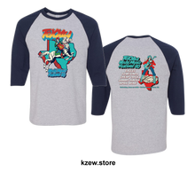 Load image into Gallery viewer, KZEW 3/4 sleeve raglan baseball jersey with contrasting sleeves and front graphics, casual shirts for athletic or everyday wear