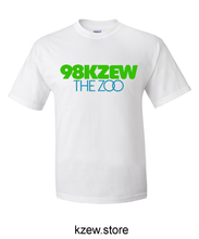 Load image into Gallery viewer, White KZEW Green 98 ZOO T-shirt for women, featuring a casual fit and vibrant graphic design.
